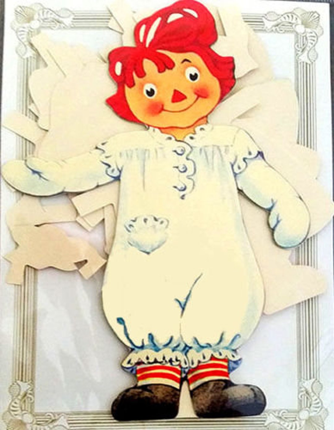 RAGGEDY ANN Paper Doll Easel Back Stands to Display W/ 5 Costumes Mint