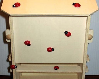 Push Pin Wood LADY BUG HOUSE Assembly Kit Easy Fun Project for Children & Parents No tools Required!