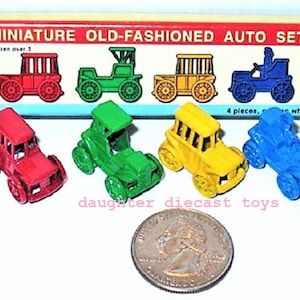 Miniature ANTIQUE CAR SET - 4 Diecast Metal Models with Moving Wheels! Rare! Mint Condition Toy /Factory Sealed Hard to find B. Shackman