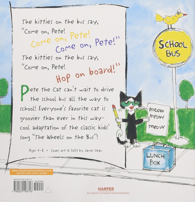 PETE the CAT the Wheels on the BUS by James Dean Hardcover Etsy