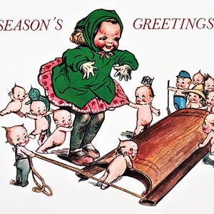 Vintage Kewpie Pudgie SEASONS GREETINGS Weihnachten POSTKARTE In einwandfreiem Zustand! Selten ! Shackman Company Wir versenden weltweit!