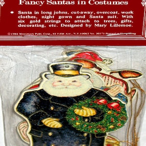 6 Ausgefallene Weihnachtsmann Ornamente entworfen von Mary Lillemoe Vintage HTF Merrimack Pullanay Selten!