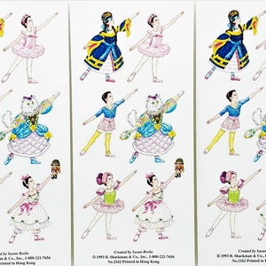 Adesivos de selos de Natal de bailarina de BALLET QUEBRA-NOZES Condição impecável/lacrado de fábrica Raro! Shackman Co.