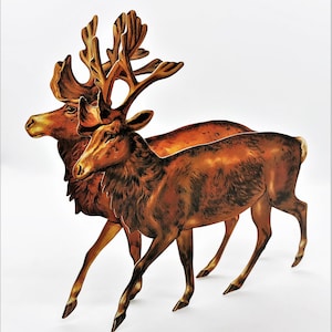 Biglietto di auguri di NATALE 3D / Decorazione da tavolo Squadra di renne di Babbo Natale Condizioni perfette / Sigillato in fabbrica Raro! Shackman