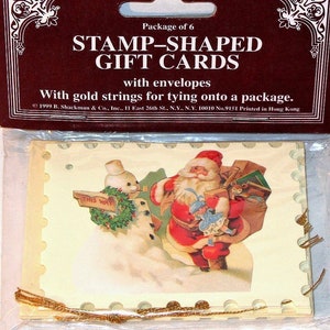 SANTA Stamp Shaped  Christmas Gift Tag Cards Mint Condition Factory Sealed B. Shackman Co.