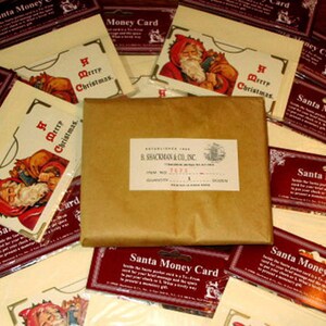 Pkg of 12 Vintage SANTA Christmas MONEY Gift CARD s Mint Condition Factory Sealed Rare B. Shackman image 3