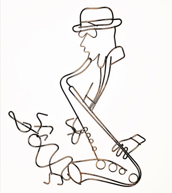 SAXOPHONE JAZZ MAN Wall Hanging Wire Art Sculpture Perfect Gift 4 Music Lovers! 