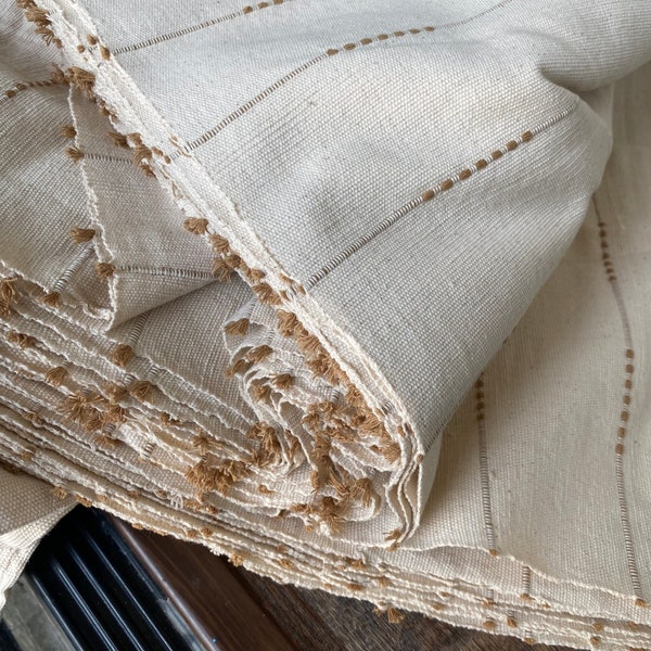 Ri Va ,Chiangmai native cotton fabric, natural cotton , thick and  soft cotton and slight pattern , cotton textile, sell by the yards