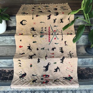 The Naga tribal fabric, Naga blanket ,Embroidery, Ethnic Naga hand loomed woven cotton throw  boho cotton textile ,Ethnic Naga textile