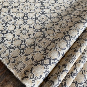 The Chiang Mai native cotton fabric, natural cotton , black and Beige  printed, cotton batik,The Chiangmai cotton textile, sell by the yards