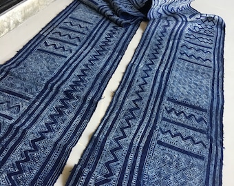 4.2 metres  Handwoven Hmong fabric  Hemp Indigo Batik fabric,vintage styleHemp textiles and fabrics ,Table runner,etc,DIY