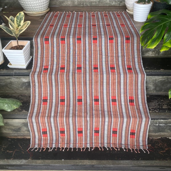 The Naga tribal fabric, Naga blanket ,Ethnic Naga hand loomed woven cotton throw stripe boho cotton textile ,Ethnic Naga textile#9164