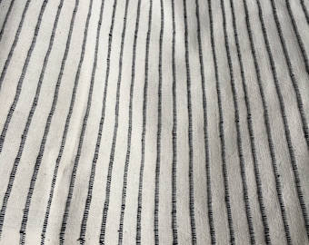 Handwoven Black and White Striped Cotton Fabric, Chiangmai Thailand