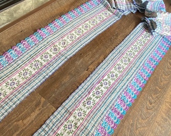 5 . Metres ,Vintage Hmong fabric ,Vintage natural cotton  fabric with cross stitchery and embroidery mixed,vintage textiles,DIY,etc