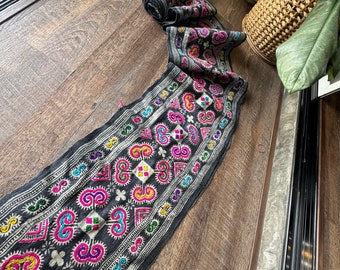 Hand embroidery Hmong Natural Hemp  fabric , beautiful Hemp and batik ,natural dyed ,Hand embroidery  ,sell by the yards