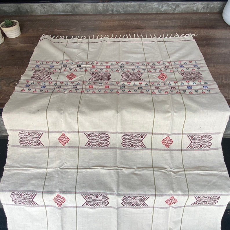 Naga blanket 386 The Naga tribal fabric Ethnic Naga hand loomed woven cotton throw stripe boho cotton textile Ethnic Naga textile