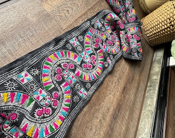 Hand embroidery Hmong Natural Hemp  fabric , beautiful Hemp and batik ,natural dyed ,Hand embroidery  ,sell by the yards