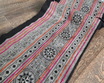 2.8 merges ,Hmong cotton,  Batik fabric textiles decorated embroidery Hmong hill tribe From Chiang Mai-Bed runner ,Table runner ,DIY,etc