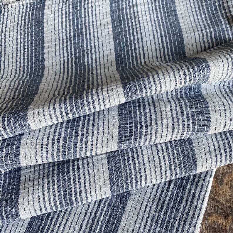cotton woven soft cotton and slight pattern sell by the yards The Chiangmai native cotton fabric cotton grey blue shade and white