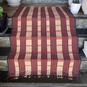 The Naga tribal fabric, Naga blanket ,Ethnic Naga hand loomed woven cotton throw stripe boho cotton textile ,Ethnic Naga textile#777