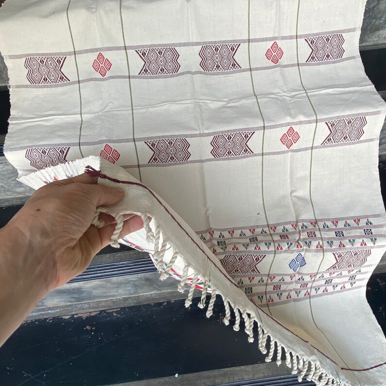 Naga blanket 386 The Naga tribal fabric Ethnic Naga hand loomed woven cotton throw stripe boho cotton textile Ethnic Naga textile