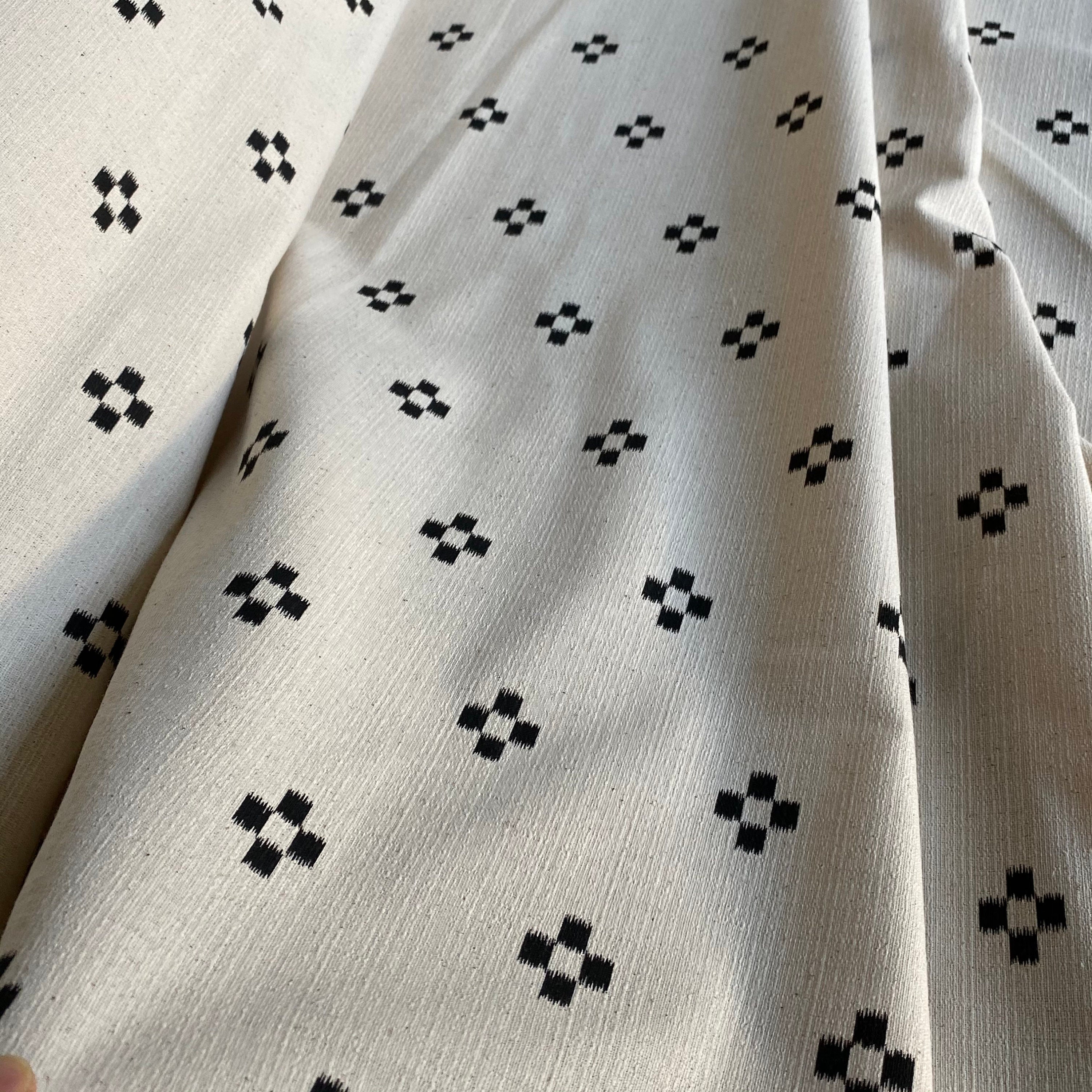 The Chiang Mai native cotton fabric natural cotton Black Dot | Etsy