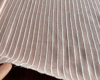Tan Sweet  and Tan shadeThe Chomtong handwoven native cotton fabric, white striped Hand woven cotton,from Chiangmai, sell by the yards