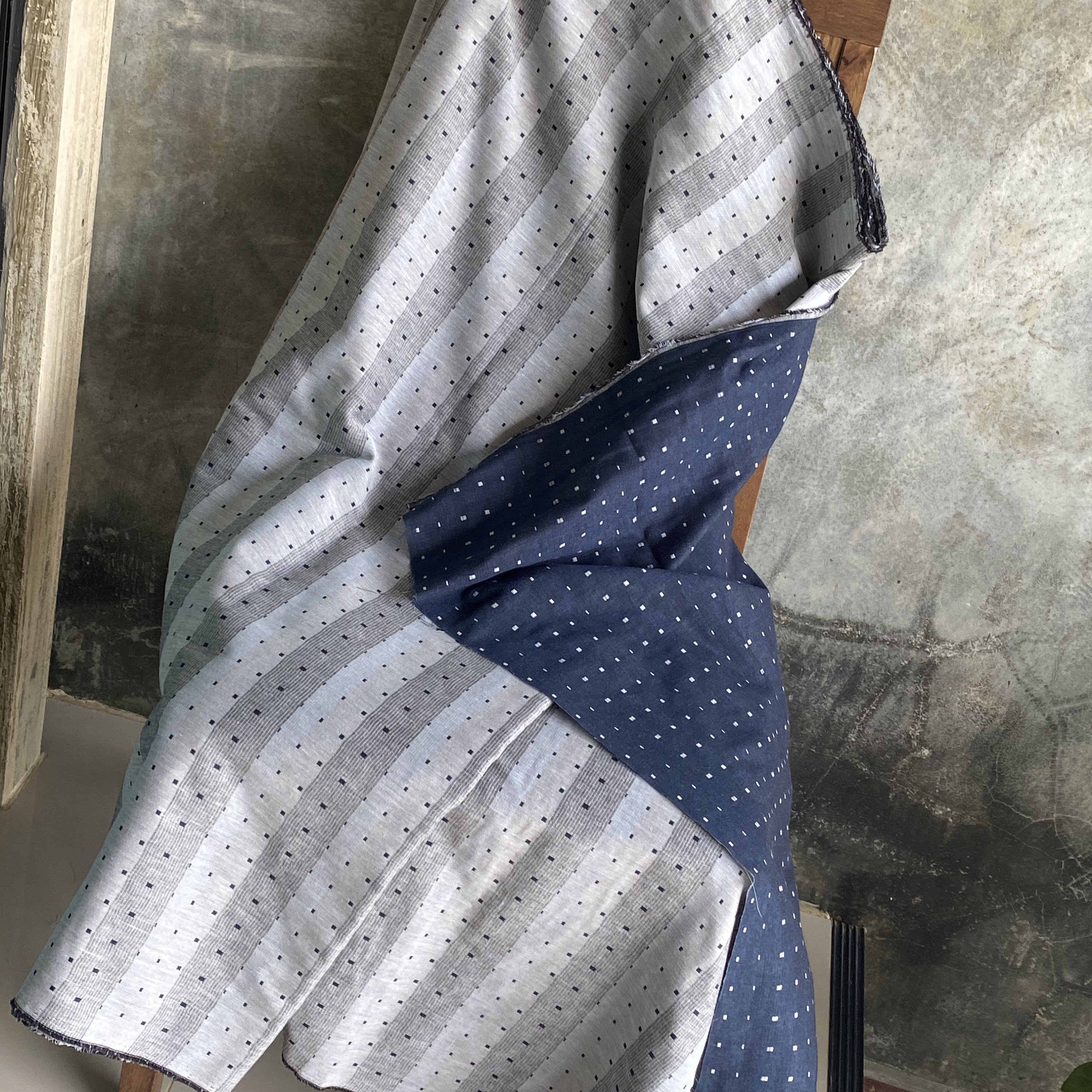Clearance 11.95 USD per Yard, the Chiangmai Native Cotton Fabric,natural  Cotton Blue Light Blu Shade,soft Cotton and Slight Pattern 