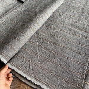 The Chiangmai native cotton fabric, natural cotton Grey and White striped, soft cotton and  slight pattern , cotton woven, sell by the yards
