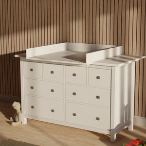 Changing attachment white suitable for wide Hemnes chest of drawers 160 cm with panel image 1