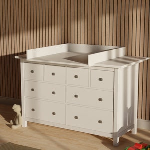 Support à langer blanc adapté à la commode Hemnes large 160 cm avec panneau image 1