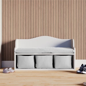 KraftKids Kindersitzbank weiß mit Sitzauflage mit Sitzauflage, mit Sitzauflage und drei Körbchen