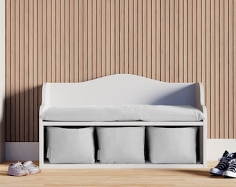 KraftKids children's bench white with seat cushion with seat cushion, with seat cushion and three baskets