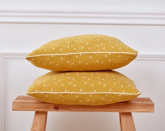 Housse de coussin KraftKids mousseline pissenlits jaunes