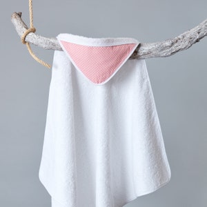 KraftKids hooded towel white dots on coral pink image 1