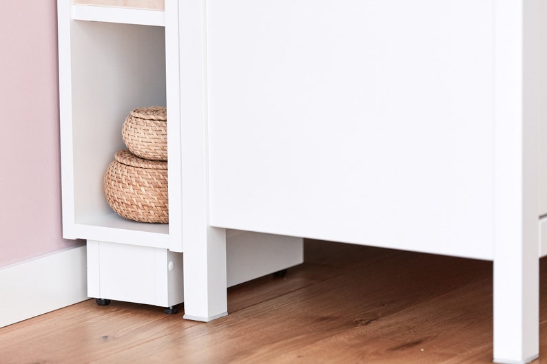 KraftKids storage shelf for changing table white suitable for HEMNES & IDANÄS chest of drawers image 4