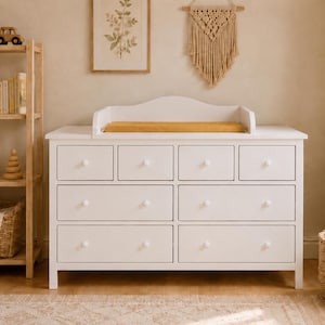 KraftKids aankleedtafelopzetstuk met paneel voor de GULLABERG commode, 168 cm breed, in wit, aankleedoppervlak van 78 x 78 cm.