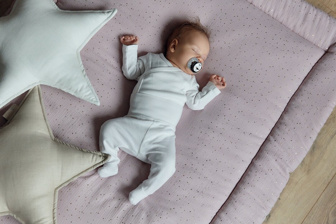 Kraftkids Playmat Playpen Insert Muslin Gold Dots on Pink 100 Etsy