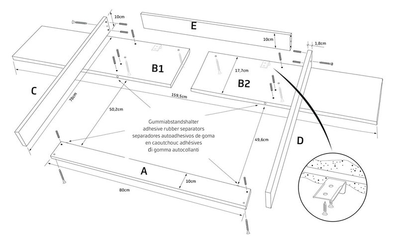 Accesorio cambiador blanco adecuado para cómoda Hemnes ancha de 160 cm con panel imagen 4