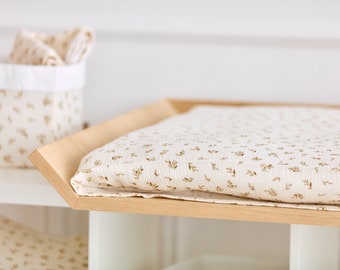 Bezug für Wickeltischauflage Musselin Zweige braun