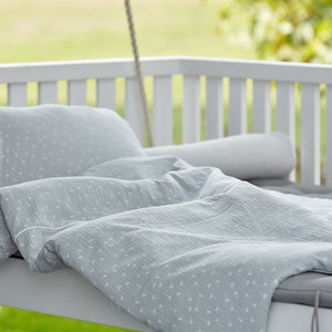 KraftKids Bedding Set Muslin Gray Dandelions Blanket 135 x 100 cm, Pillow: 40 x 60 cm, Blanket 140 x 200 cm, Pillow 80 x 80 cm