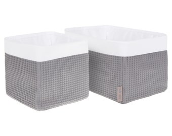 KraftKids basket fabric basket Utensilo waffle piqué gray 20 x 20 x 20 cm, 20 x 33 x 20 cm