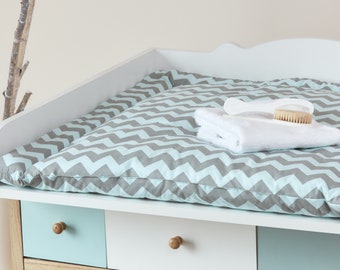 Matelas à langer KraftKids Chevron gris clair et menthe 75 x 70 cm (LxP), 60 x 70 cm (LxP), 78 x 78 cm (LxP), 85 x 75 cm (LxP)