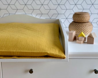 Housse pour matelas à langer double crêpe Jaune Moutarde