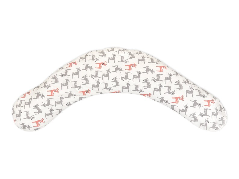KraftKids qualitäts Stillkissen Entspannungskissen kleine Rehkitze grau orange auf Weiß Bild 2