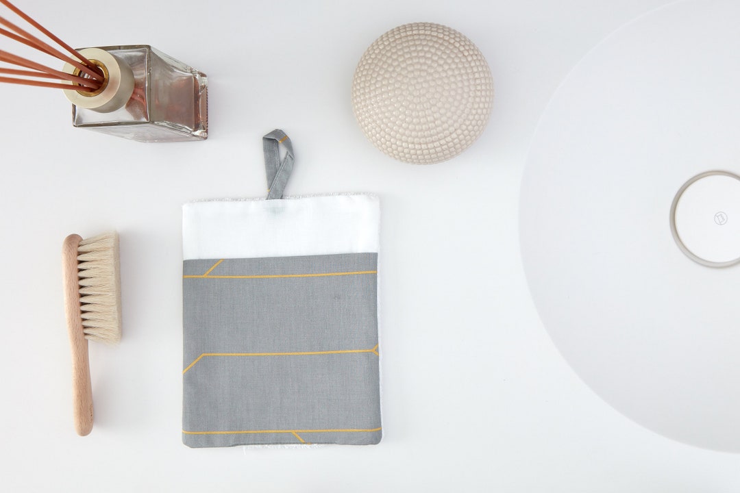 Kraftkids Washcloths Gold Lines on Gray Etsy