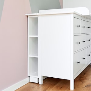 KraftKids storage shelf for changing table white suitable for HEMNES & IDANÄS chest of drawers image 2