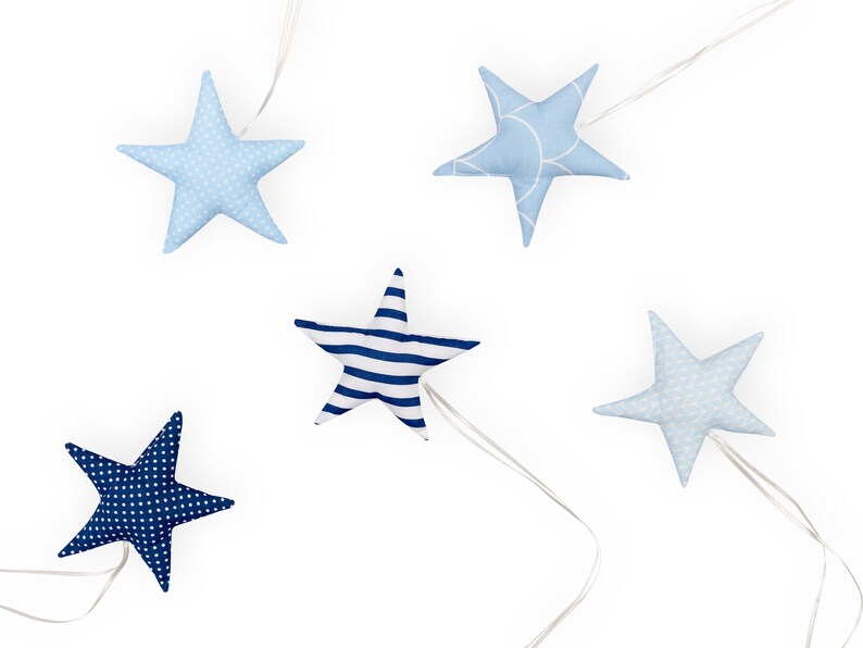 Tissu KraftKids étoiles bleu et blanc image 2