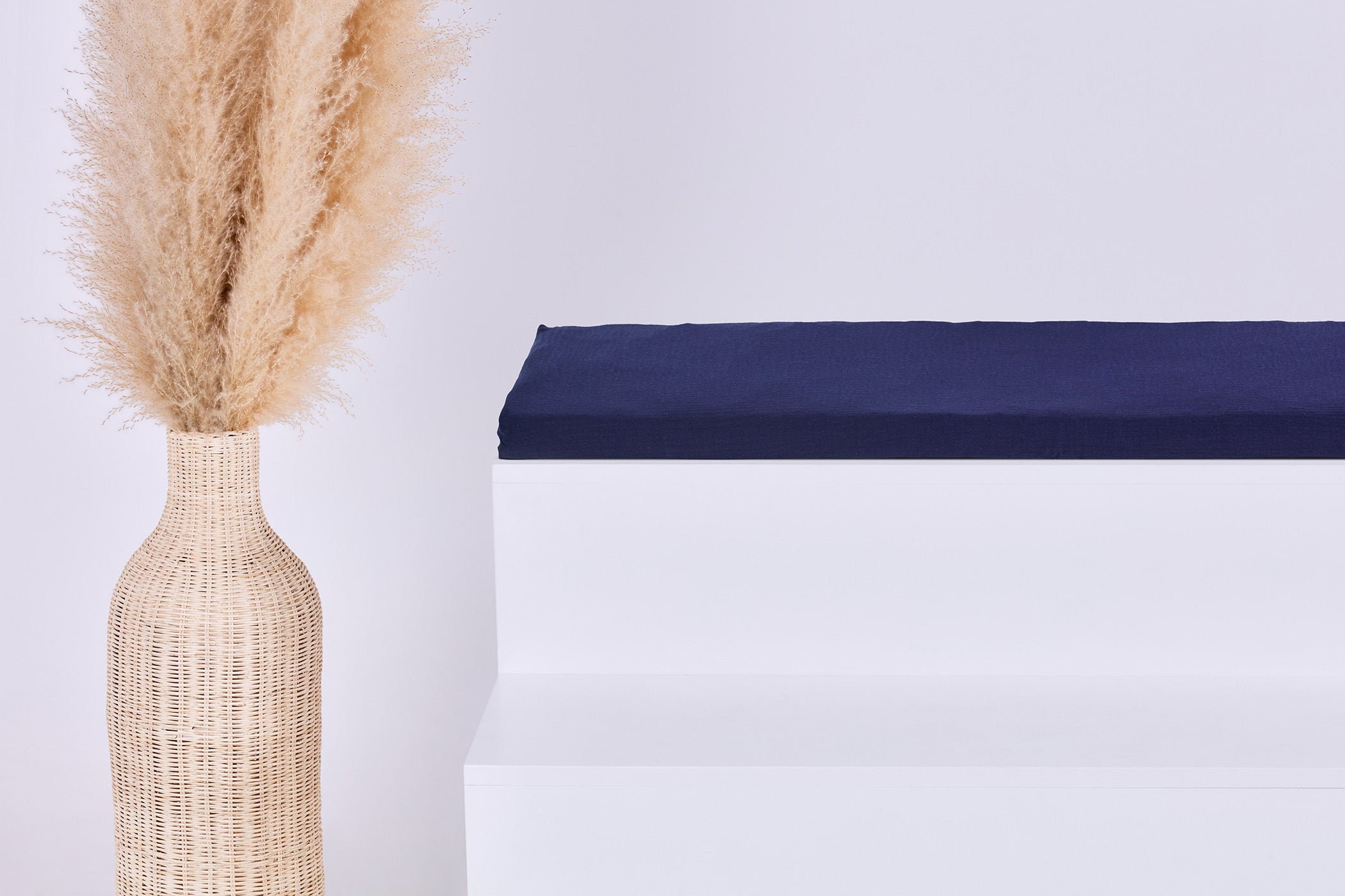 KraftKids seat pad for Ikea KALLAX 2-, 3- or 4-seat shelf, muslin dark blue