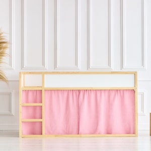 KraftKids Hochbettvorhänge Set 2+1 Musselin rosa passend für Kura Bett